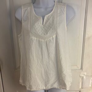 GAP White Sleeveless Blouse Tank Top w/Embroidery S